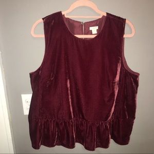 Drapey Velvet Peplum Tank Top